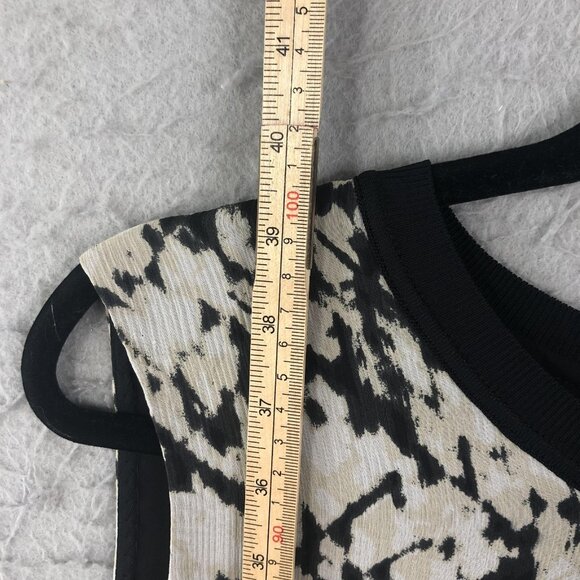 Vince Dress Womens 14 Black White Silk Sleeveless Shift Sheath Patterned Midi - Picture 4 of 14